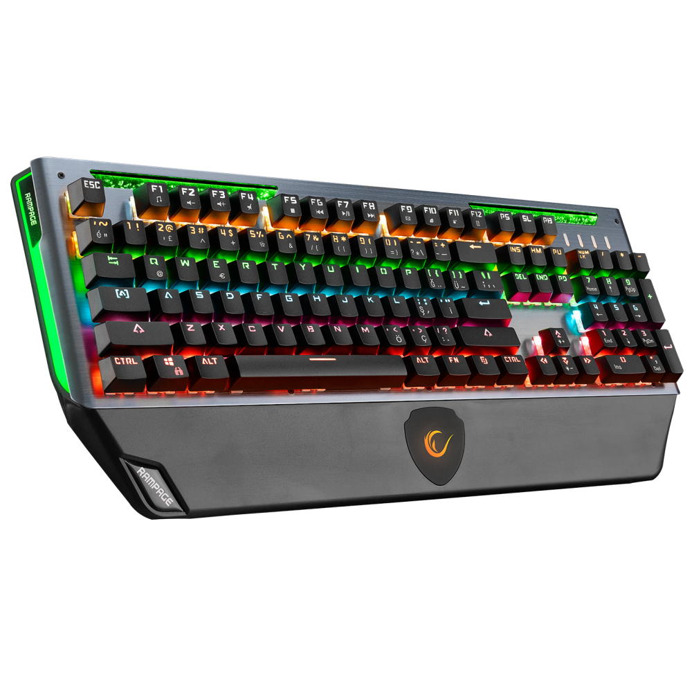 KB-R58 BULWARK Gri USB Rainbow Ledli Blue Switch Su Soğutma Efektli Mekanik Gaming Klavye