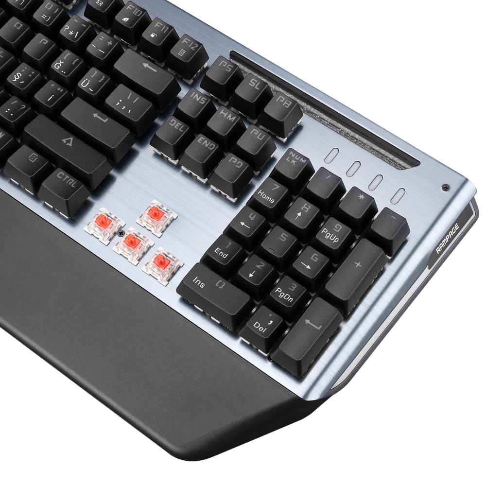 KB-R58 BULWARK Gri USB Rainbow Ledli Red Switch Su Soğutma Efektli Mekanik Gaming Klavye - Rampage
