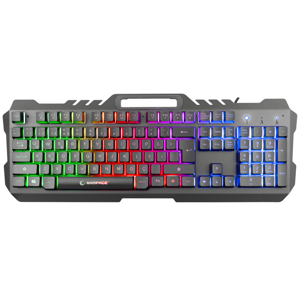 KB-R57 X-JAMMER Gökkuşağı Aydınlatmalı USB Tam Türkçe Gaming Oyuncu Klavyesi - Rampage
