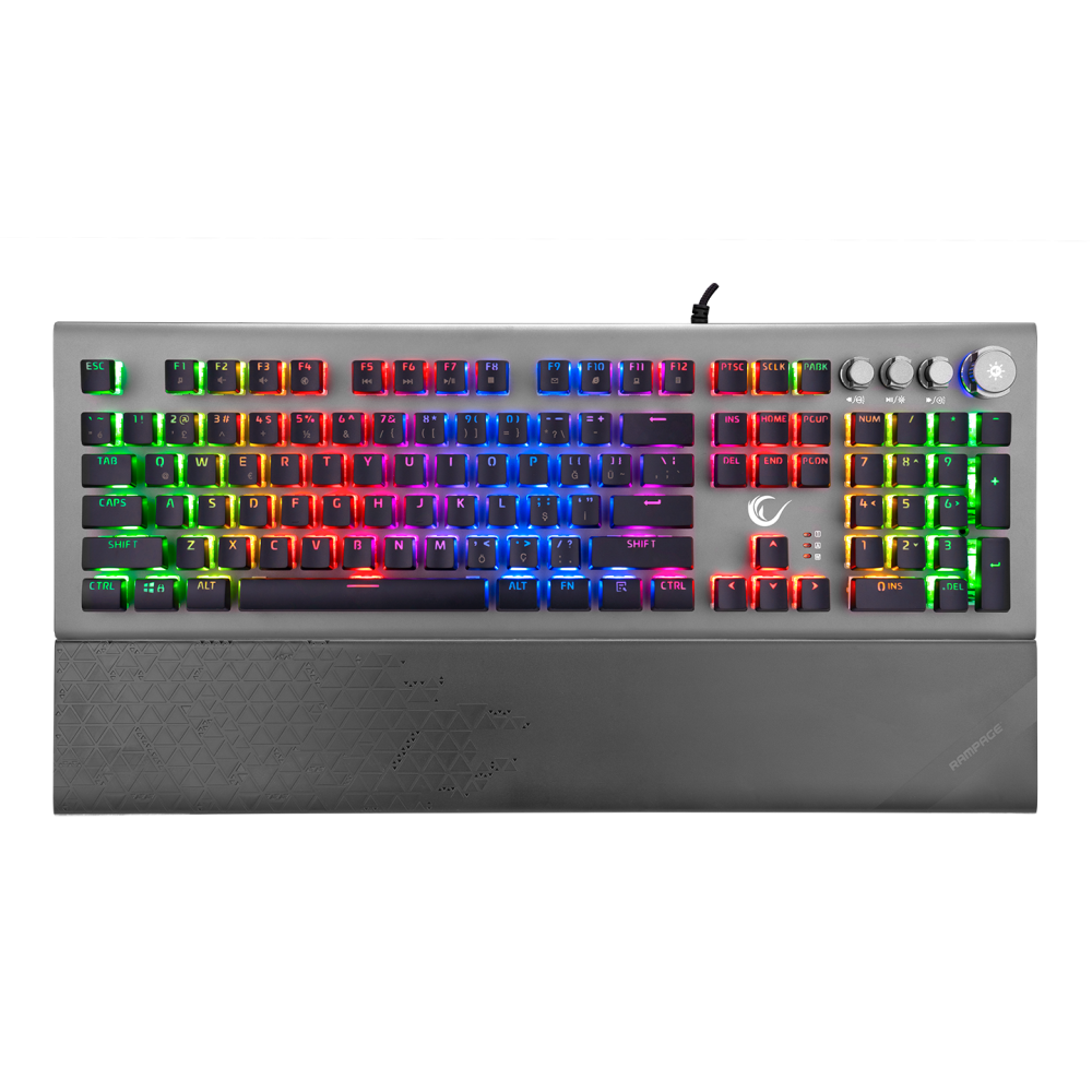 KB-R101 IMPRESSIVE RGB Aydınlatmalı İnce Tasarım Kristal Switch Mekanik Gaming Oyuncu Klavyesi - Rampage