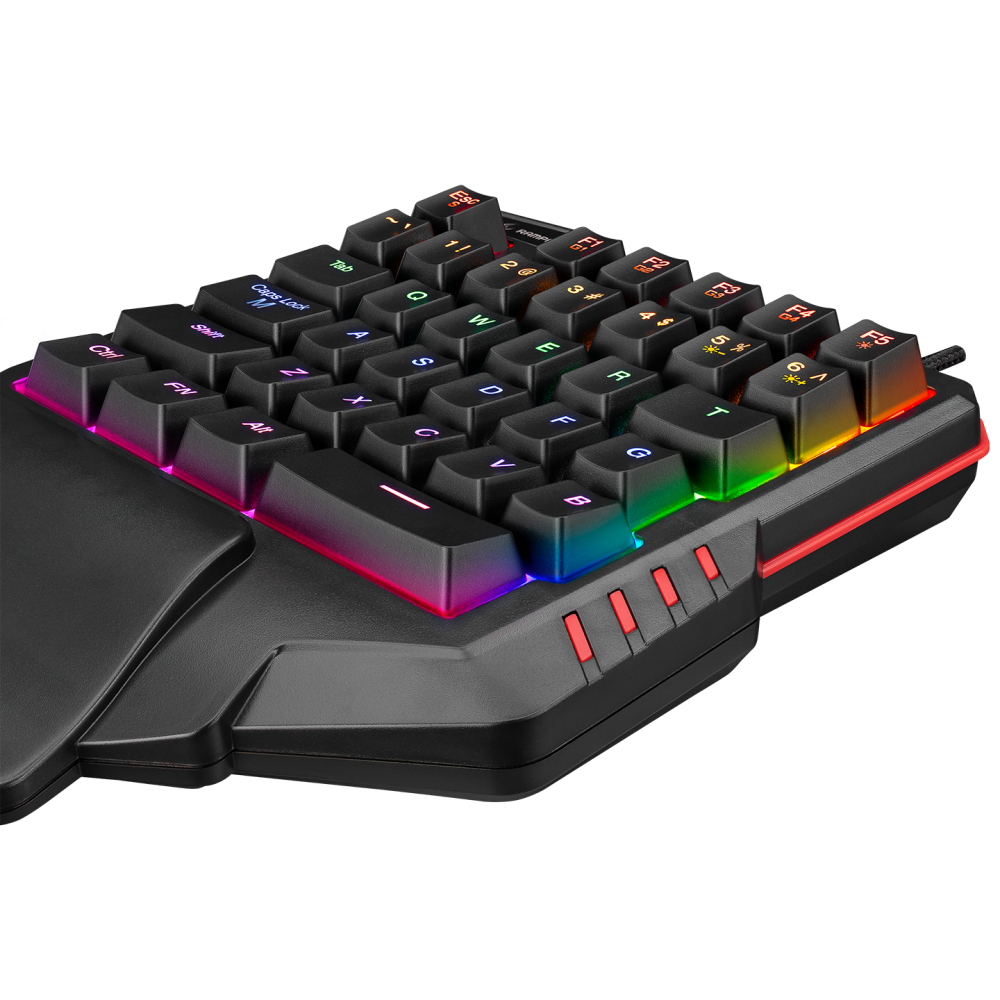 MIRACLE K1 Siyah USB Led Işıklı Q 35 Tuşlu Multimedya Mini Gaming Oyuncu Klavyesi - Rampage