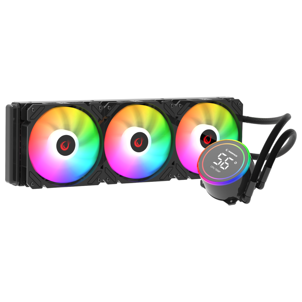 HELIOS C17 Siyah 12cm Fan Sıcaklık Göstergeli Intel LGA1700/AMD AM5 ARGB 360mm Sıvı Soğutmalı CPU Fan - Rampage
