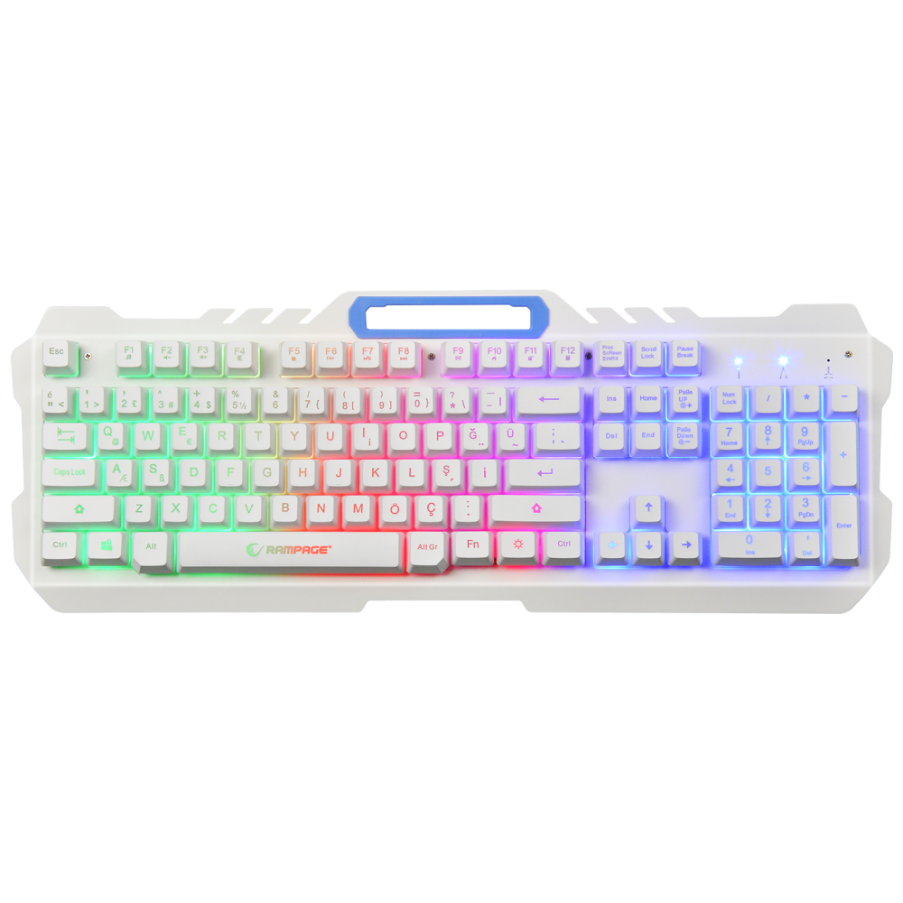 FITMENT KM-GX7 Gökkuşağı Aydınlatmalı Beyaz USB Gaming Combo Mouse + Mousepad + Kulaklık Q Gaming Klavye +