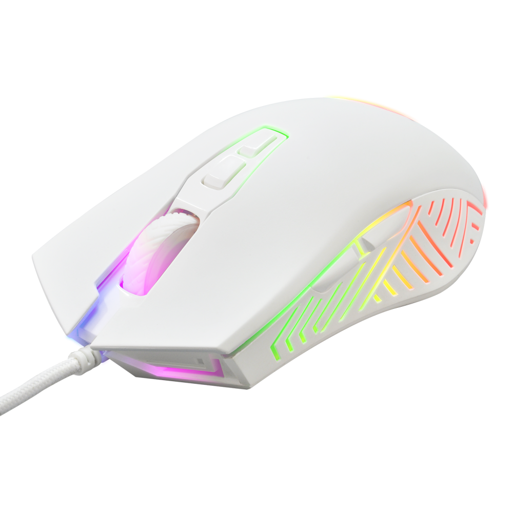 FITMENT KM-GX7 Gökkuşağı Aydınlatmalı Beyaz USB Gaming Combo Mouse + Mousepad + Kulaklık Q Gaming Klavye +