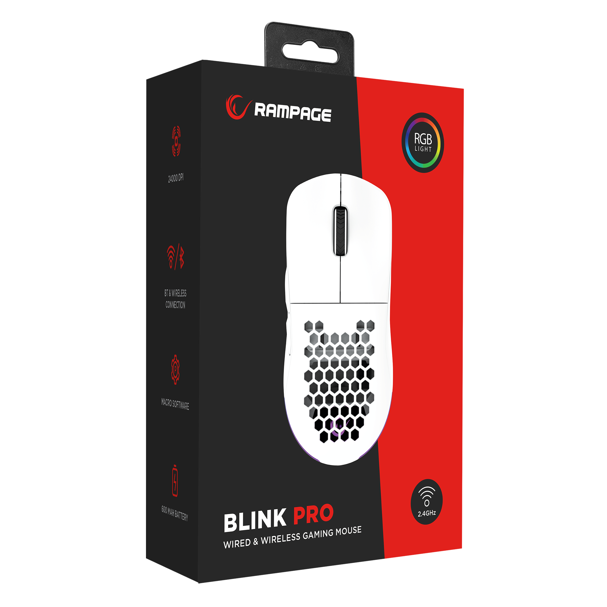 BLINK PRO Kablosuz Beyaz RGB Ledli Şarjlı 24000 DPI 3311 Sensor Gaming Oyuncu Mouse