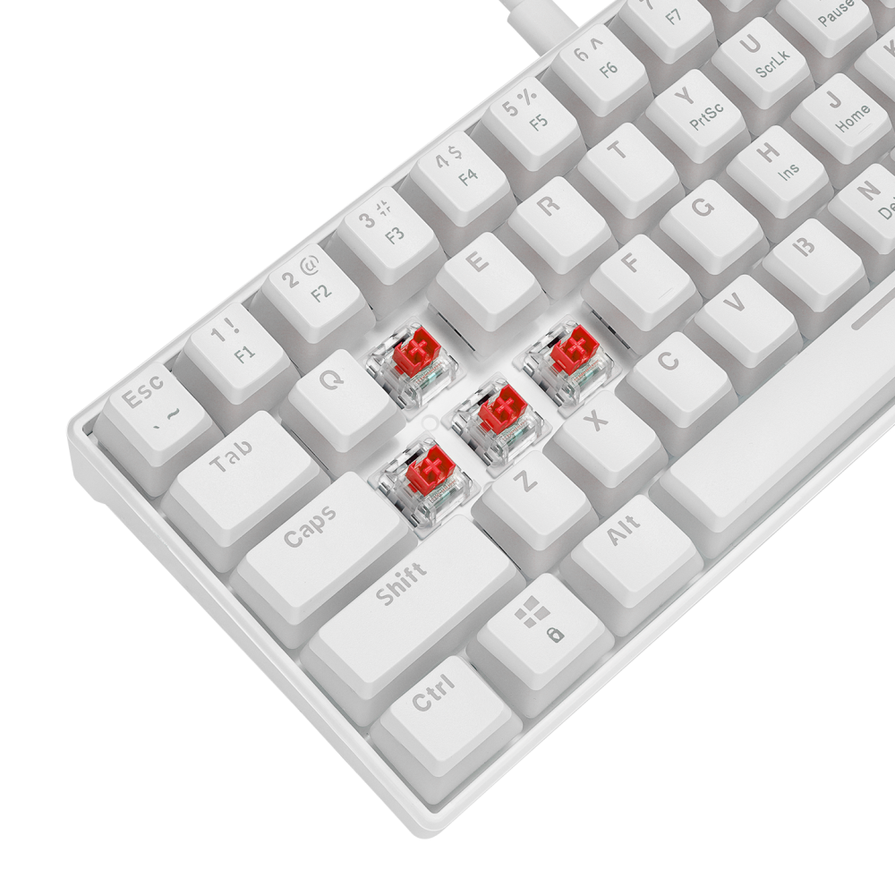 RADIANT K11 Beyaz Type-C / Puding Tuşlu US Layout Red Switch Gaming Oyuncu Klavye - Rampage