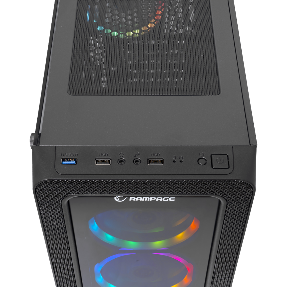 ESPECTRO 4 Adet Rainow Fanlı 600W 80 Plus Bronze Siyah Temper Camlı Gaming Oyuncu Kasası - Rampage