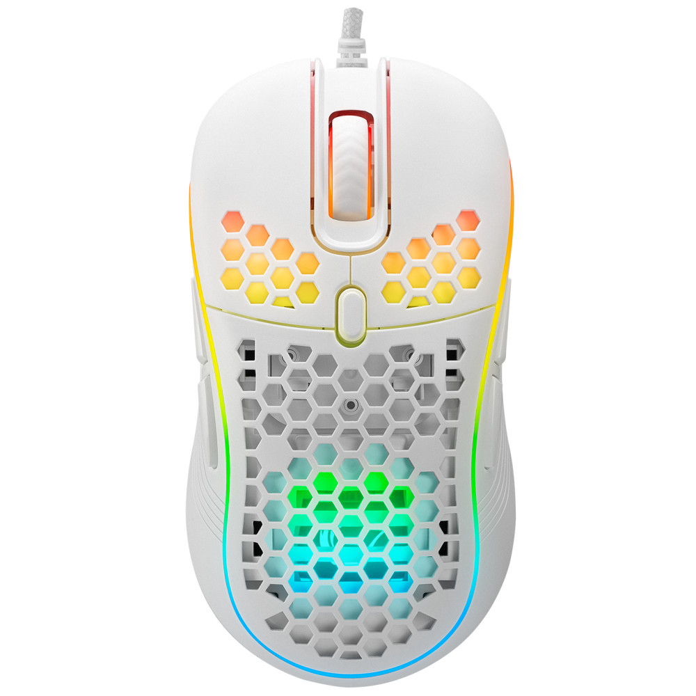 SMX-R85 GENTLE 12800dpi Beyaz RGB Ledli Süper Hafif Makrolu Gaming Oyuncu Mouse - Rampage