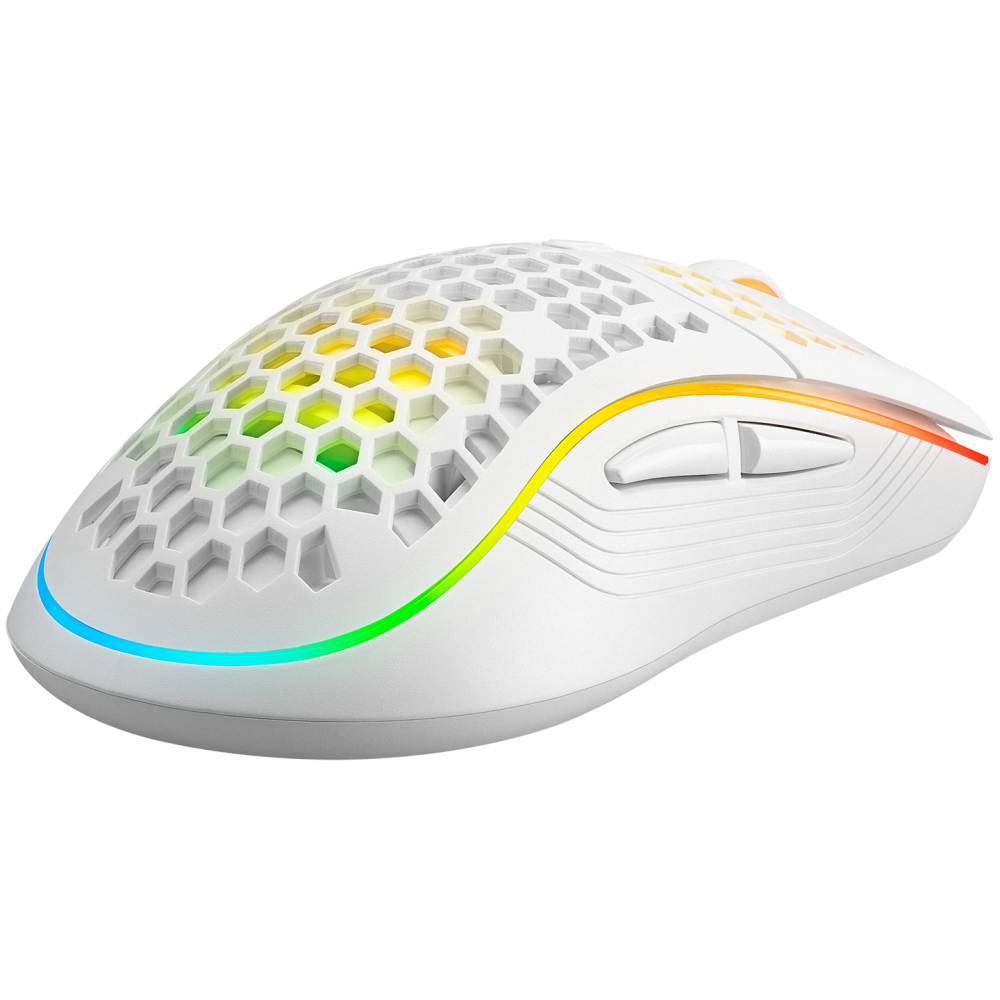 SMX-R85 GENTLE 12800dpi Beyaz RGB Ledli Süper Hafif Makrolu Gaming Oyuncu Mouse - Rampage