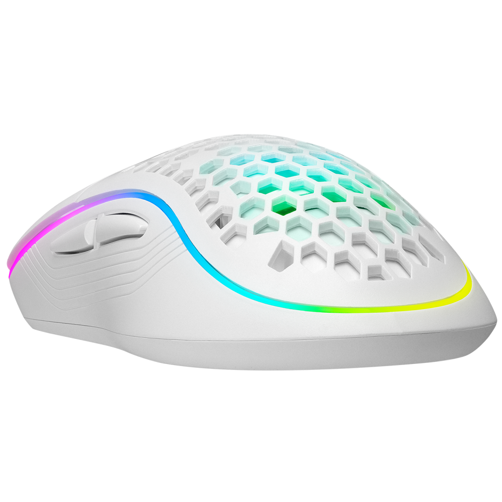 SMX-R85 GENTLE 12800dpi Beyaz RGB Ledli Süper Hafif Makrolu Gaming Oyuncu Mouse - Rampage