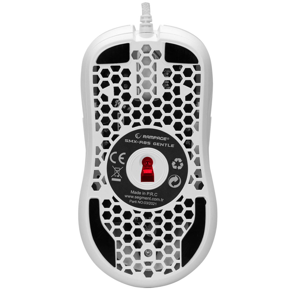 SMX-R85 GENTLE 12800dpi Beyaz RGB Ledli Süper Hafif Makrolu Gaming Oyuncu Mouse - Rampage