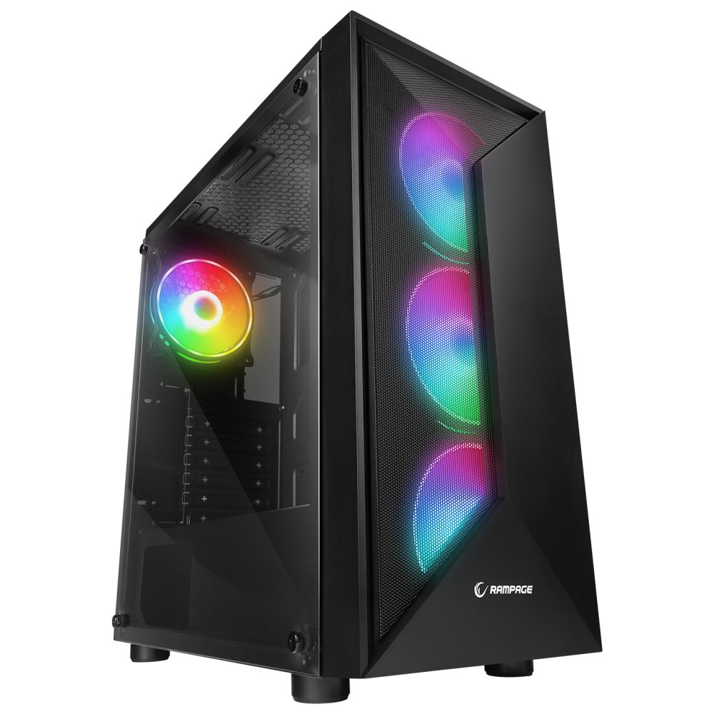 TRIANGLE 4*12cm Auto RGB Fan Tempered Glass ATX Mid-T Gaming Oyuncu Kasası - Rampage