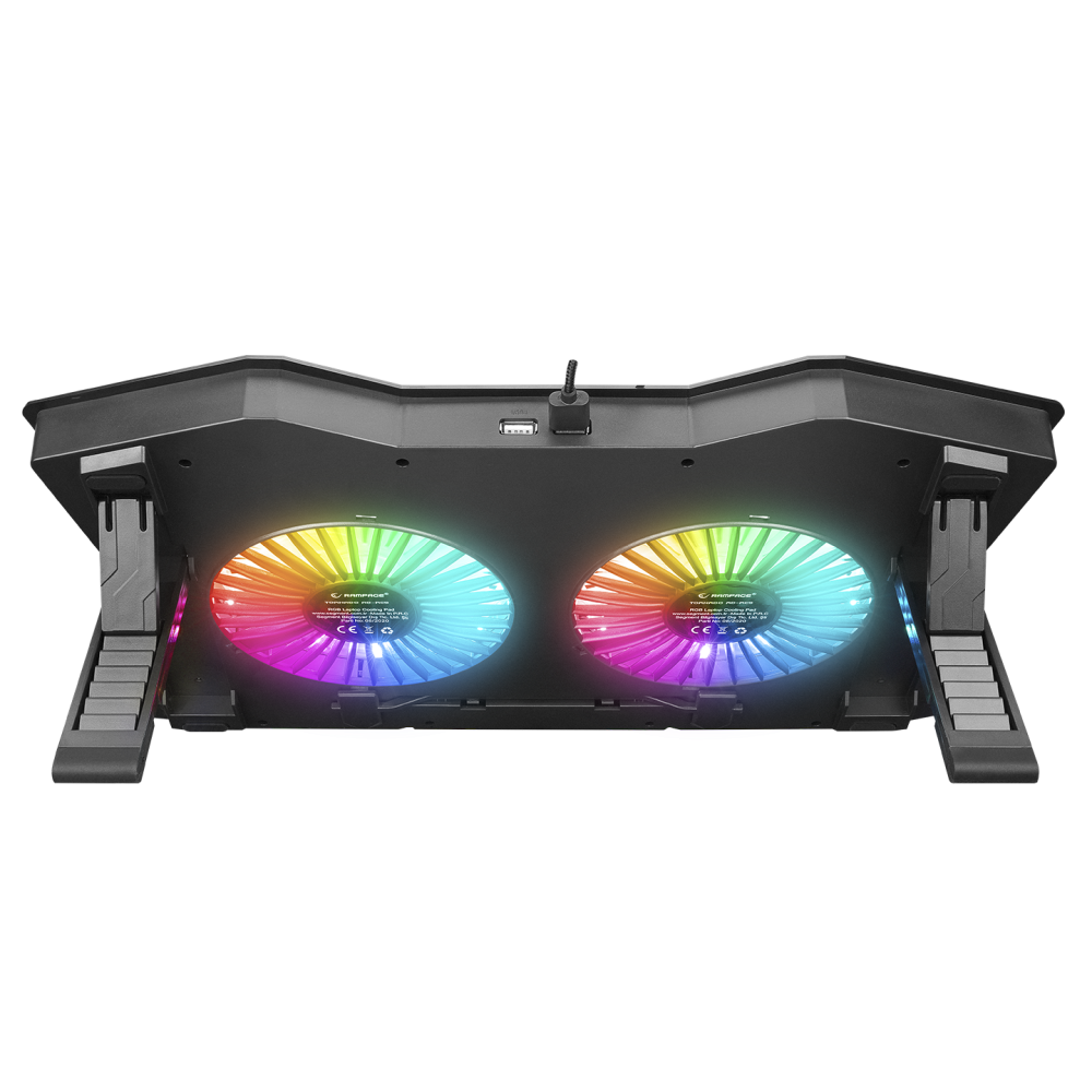 AD-RC9 TORNADO Siyah 2 Fanlı 10-18 RGB Işıklı Notebook Soğutucu Stand - Rampage