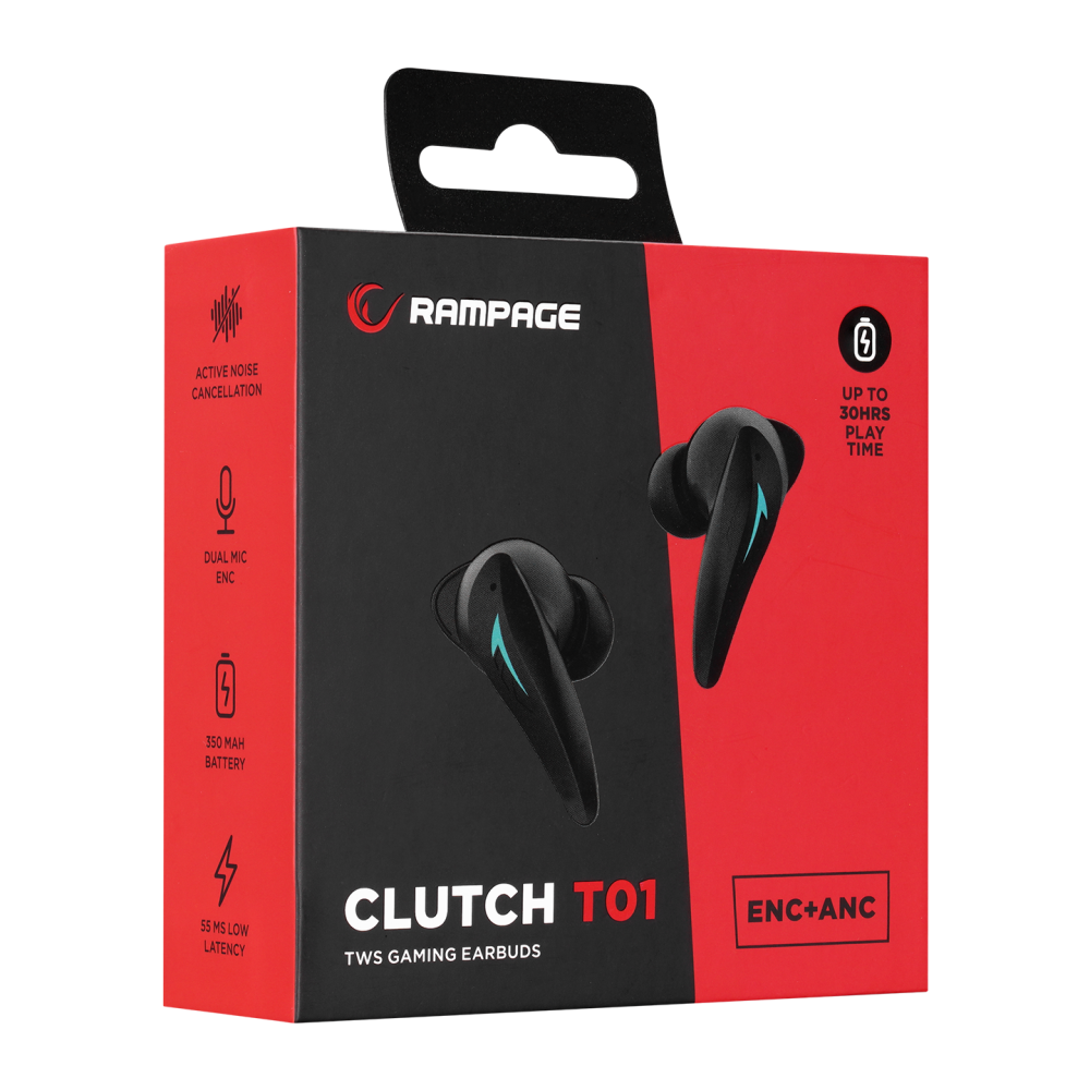 CLUTCH T01 Siyah 4 Mikrofonlu ENC+ANC TWS Bluetooth Kablosuz Oyuncu Kulaklığı