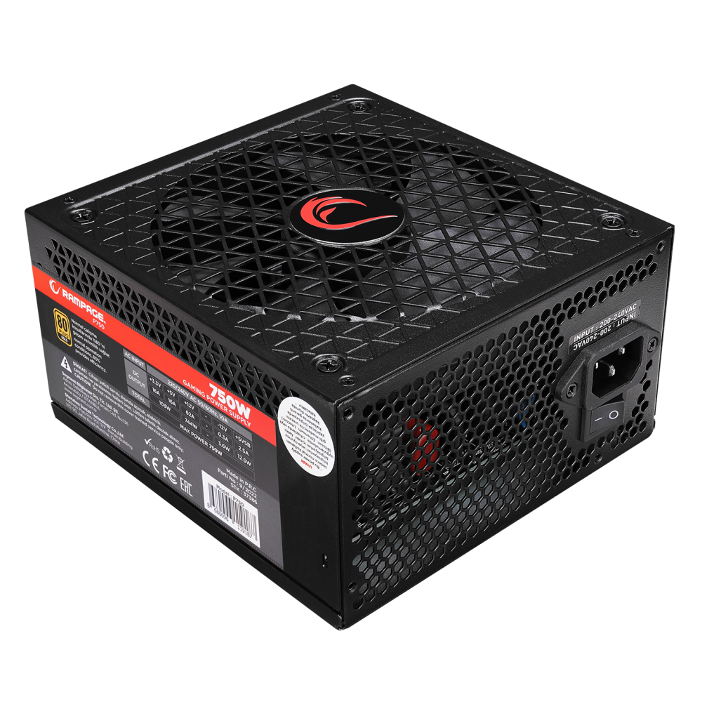P750 750W 80+ GOLD APFC 14cm Long Life HDB Fan Siyah PC Power Supply - Rampage