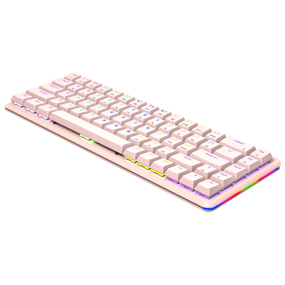 REBEL Pembe Low Profile RED SWITCH Mekanik Gaming Oyuncu Klavye US Layout Rainbow - Rampage