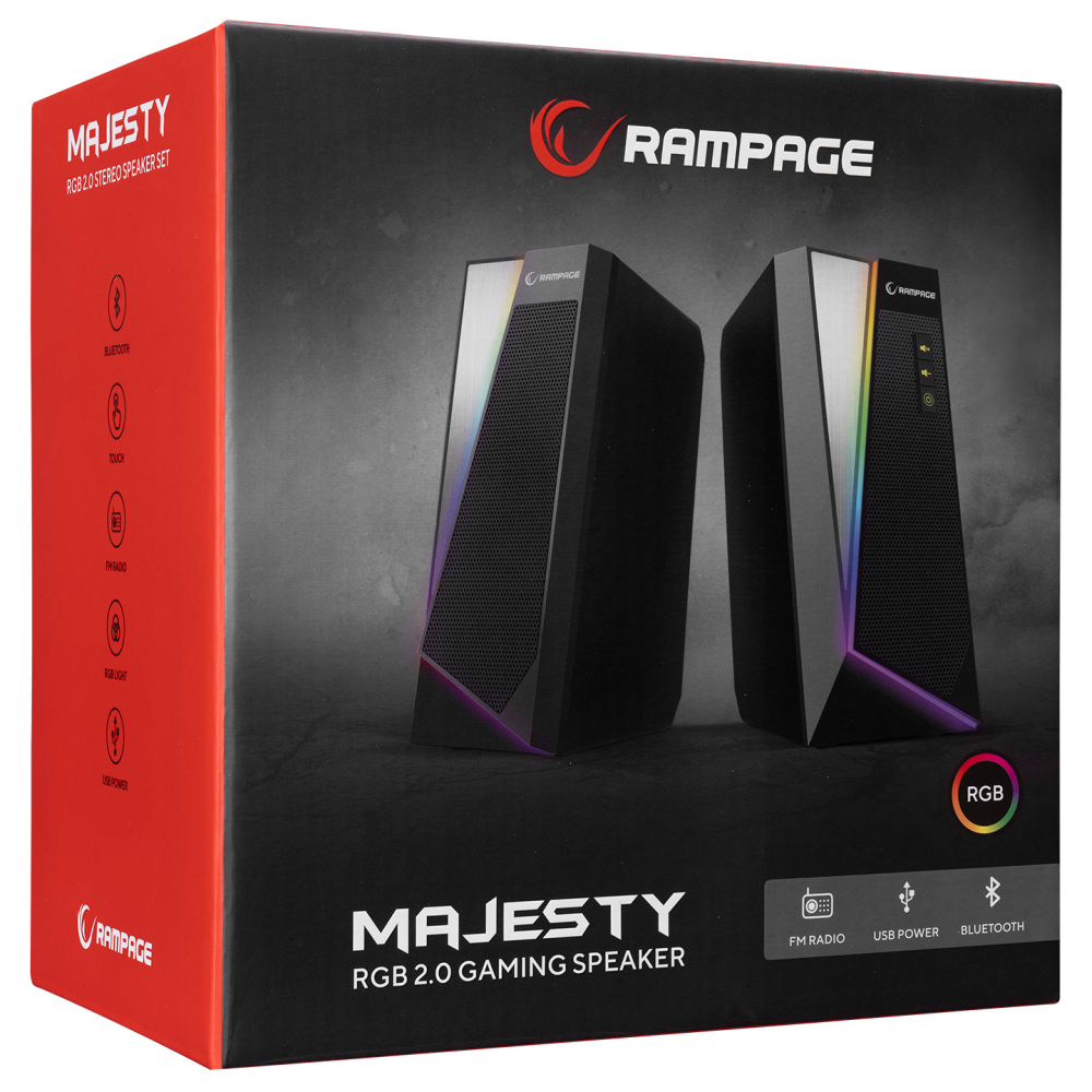 RMS-X8 MAJESTY Bluetooth FMLi RGB Işıklı Multimedia Gaming Oyuncu 2.0 Speaker - Rampage