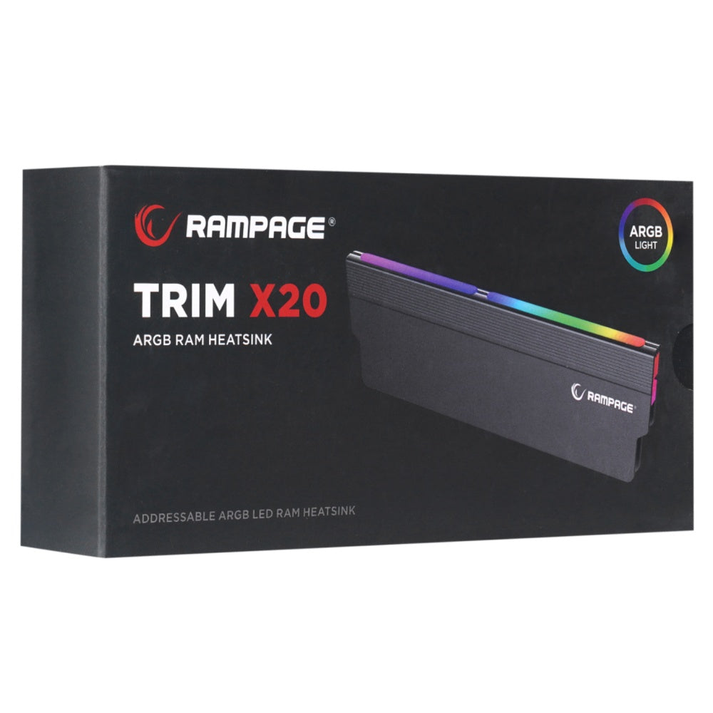 TRIM X20 Siyah UDIMM Uyumlu ARGB Aluminyum PC RAM Soğutucu - Rampage