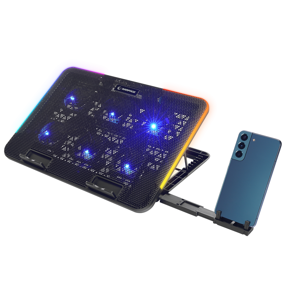 SIXPOWER R9 6 Fan RGB Işıklı Telefon Tutuculu Notebook Soğutucu - Rampage
