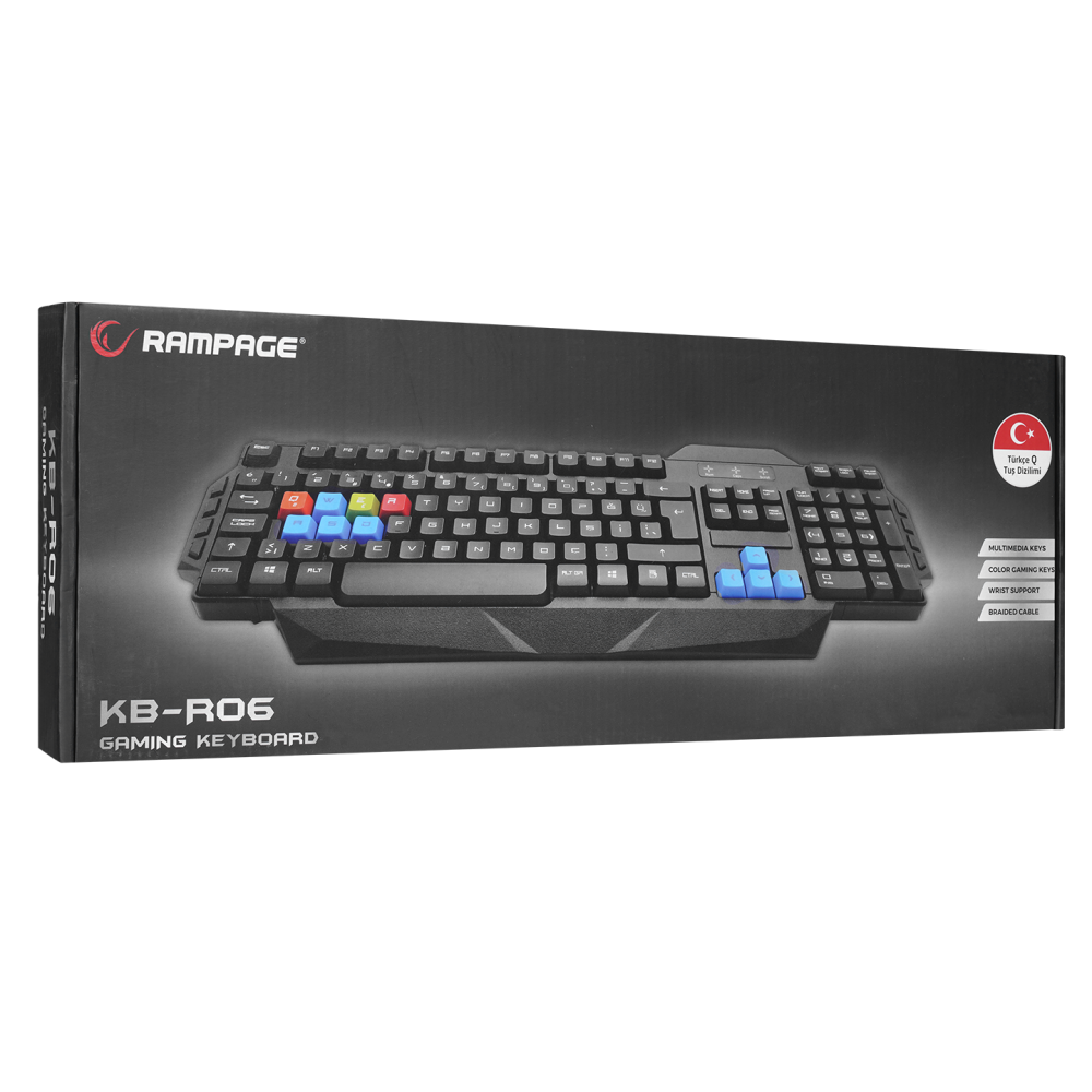 KB-R06 Siyah USB Örgü Kablolu Q Gaming Klavye - Rampage