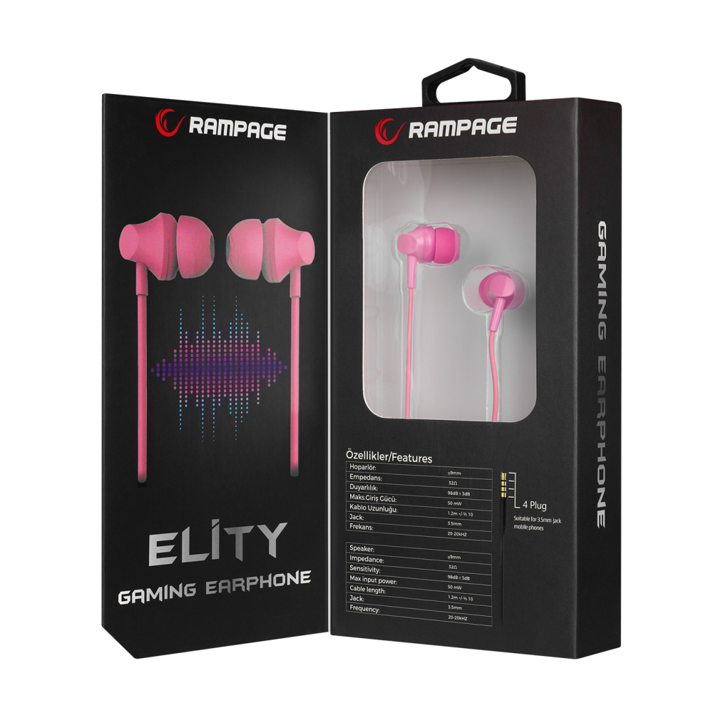 SN-R99 ELITY 3.5mm Kulak İçi Oyuncu Kulaklığı - Pembe - Rampage