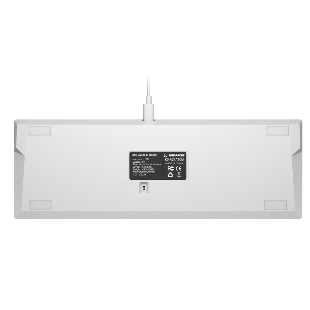 KB-RX63 B-ATOM Beyaz Bluetooth RED SWITCH Q 63 Tuşlu US Layout Mini Gaming Oyuncu Klavyesi - Rampage