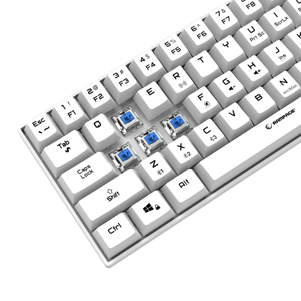 KB-RX63 B-ATOM Beyaz Bluetooth Blue Switch Q 63 Tuşlu US Layout Mini Gaming Oyuncu Klavyesi