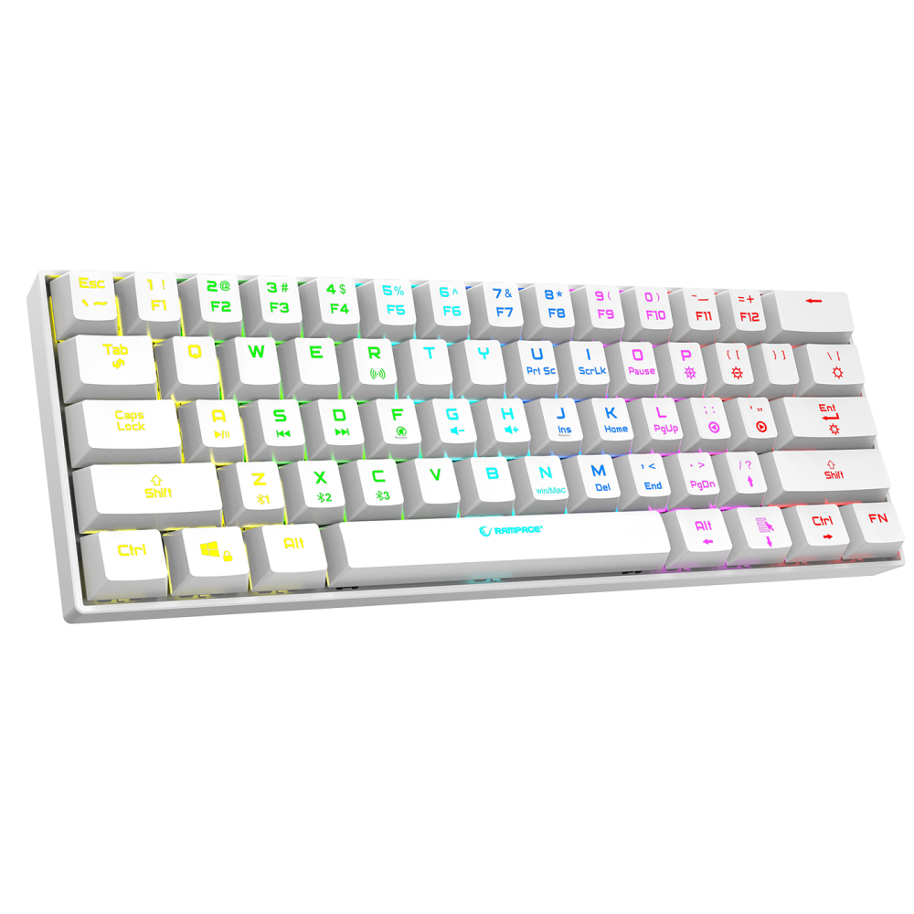KB-RX63 B-ATOM Beyaz Bluetooth Brown Switch Q 63 Tuşlu US Layout Gaming Oyuncu Klavyesi - Rampage