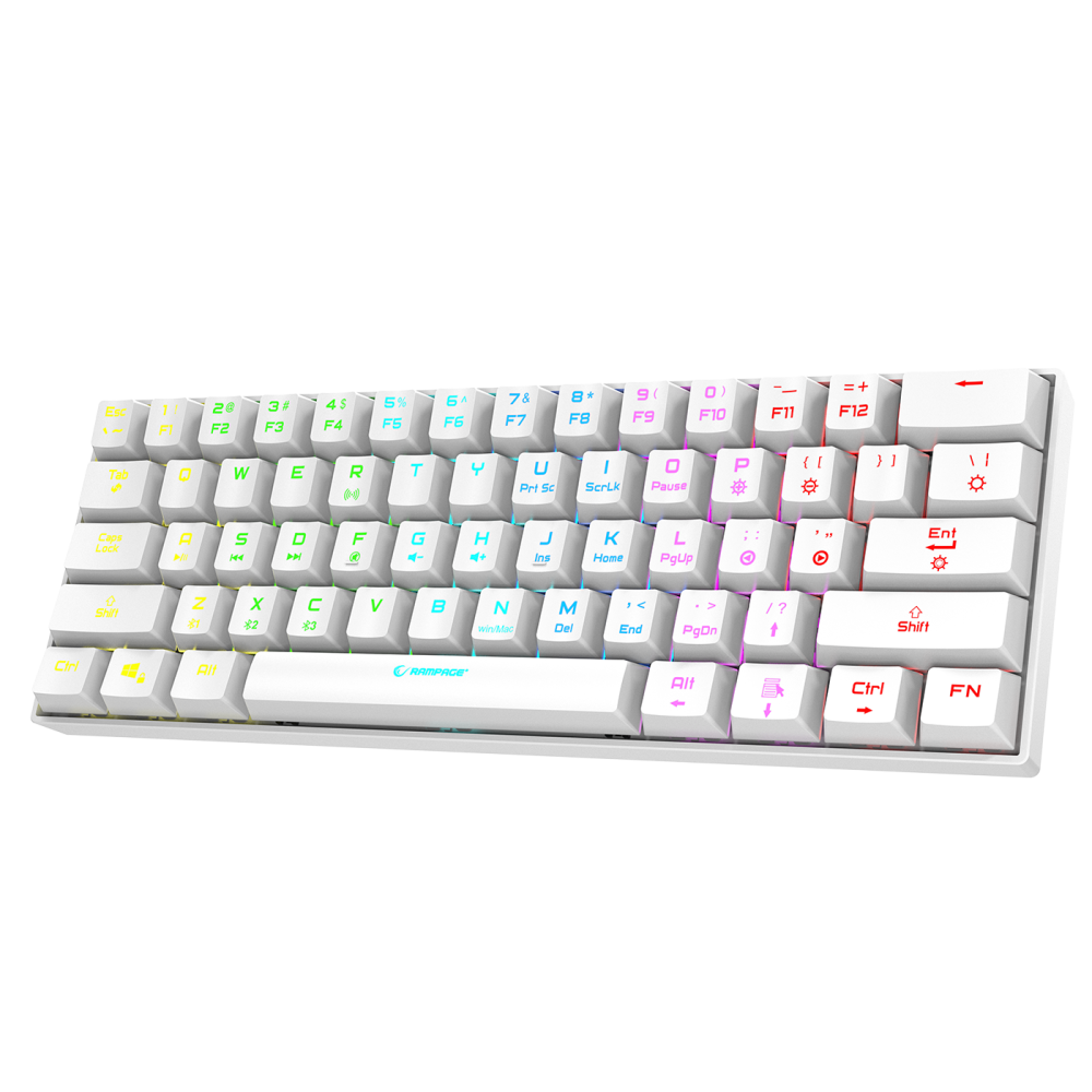 KB-RX63 B-ATOM Beyaz Bluetooth Brown Switch Q 63 Tuşlu US Layout Gaming Oyuncu Klavyesi - Rampage