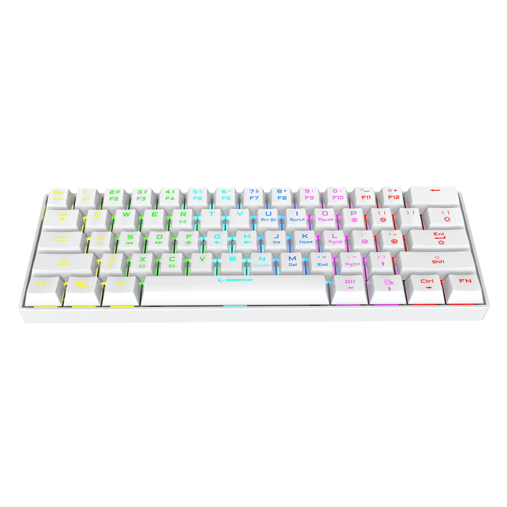 KB-RX63 B-ATOM Beyaz Bluetooth Brown Switch Q 63 Tuşlu US Layout Gaming Oyuncu Klavyesi - Rampage