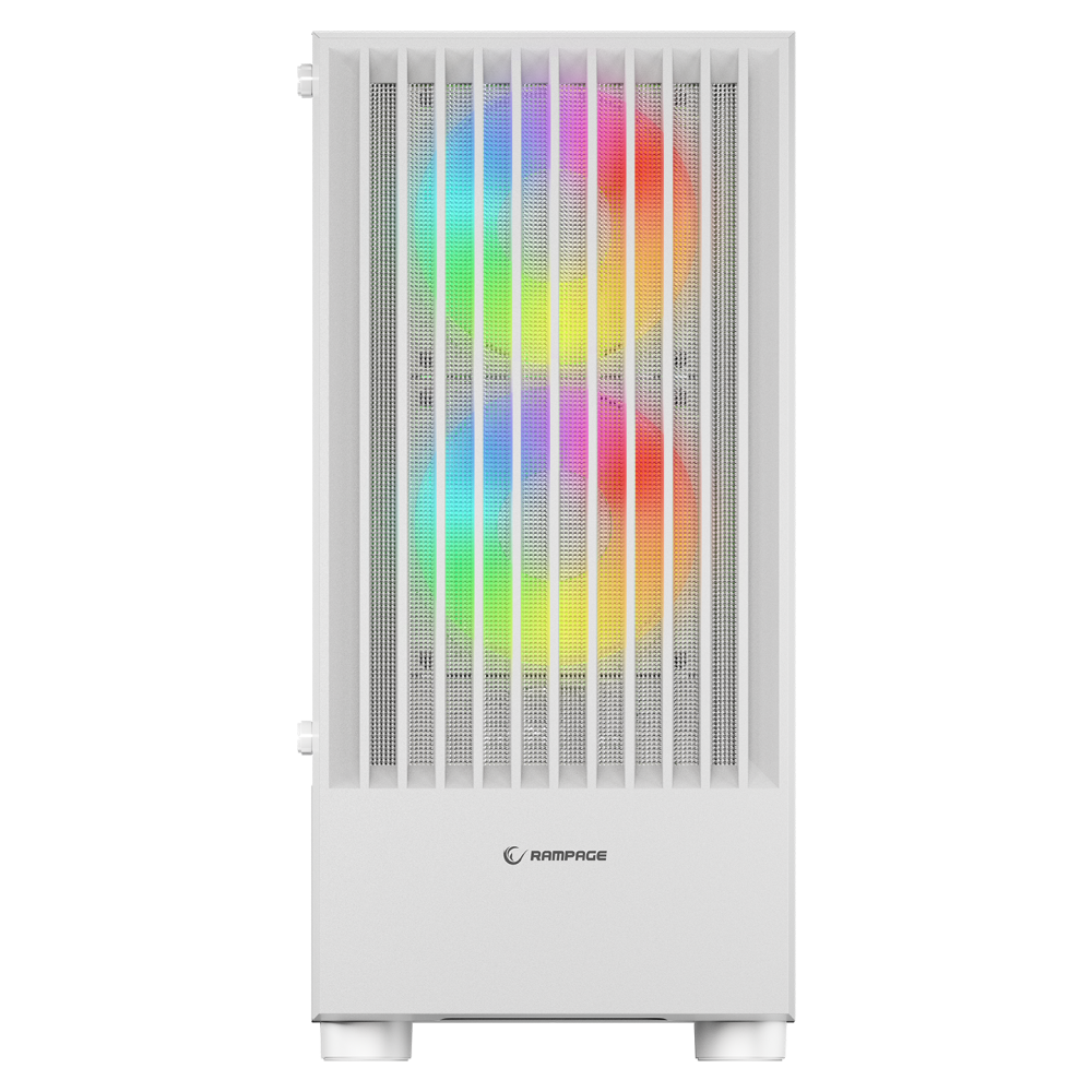 LYRA Mesh Temperli Camlı Beyaz 3* 12cm RGB Fan M-ATX Mid-T Gaming Oyuncu Kasası - Rampage