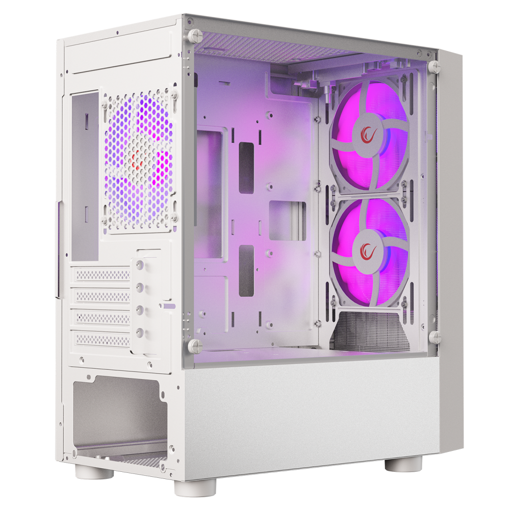 LYRA Mesh Temperli Camlı Beyaz 3* 12cm RGB Fan M-ATX Mid-T Gaming Oyuncu Kasası - Rampage