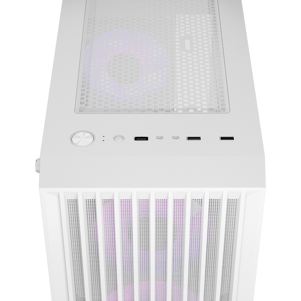 LYRA Mesh Temperli Camlı Beyaz 3* 12cm RGB Fan M-ATX Mid-T Gaming Oyuncu Kasası - Rampage