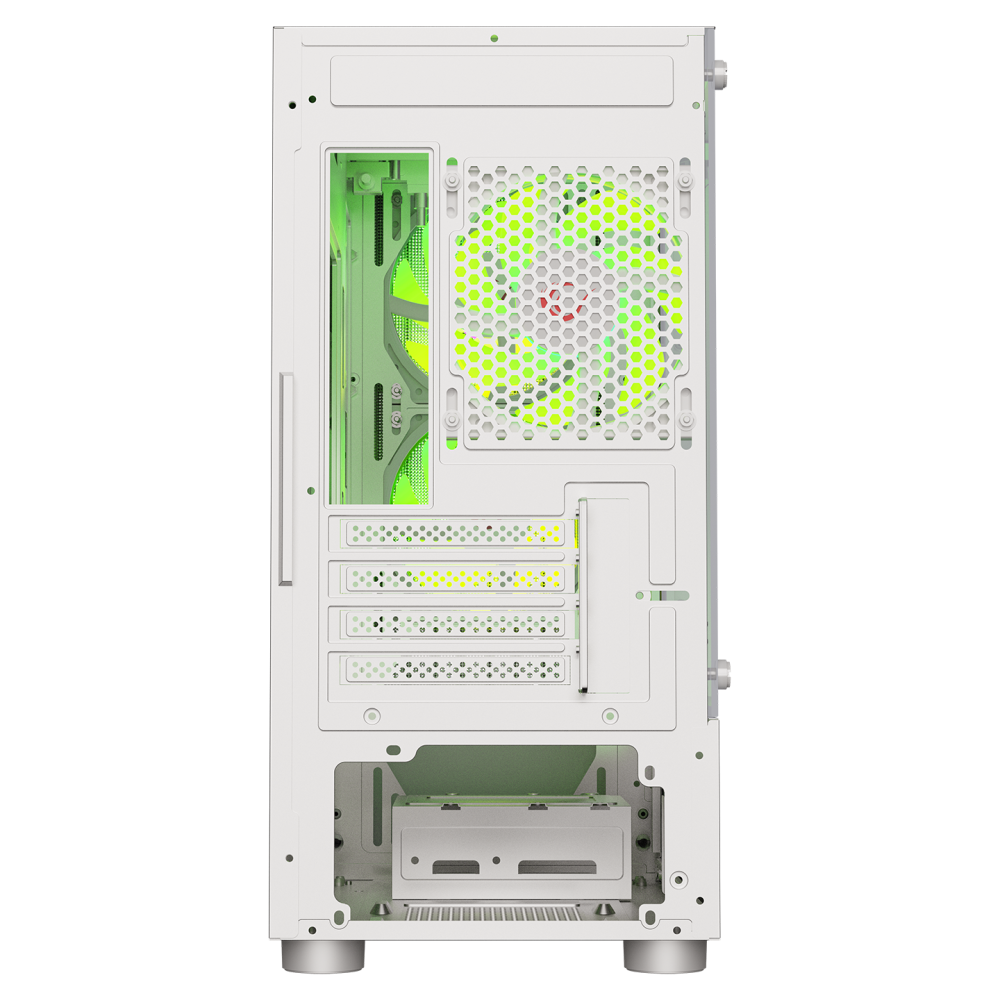 LYRA Mesh Temperli Camlı Beyaz 3* 12cm RGB Fan M-ATX Mid-T Gaming Oyuncu Kasası - Rampage