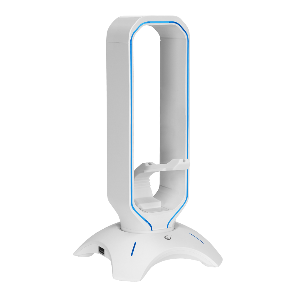 RM-H66 GUARD Beyaz RGB Işıklı 2*Usb Port Kulaklık İçin Stand - Rampage