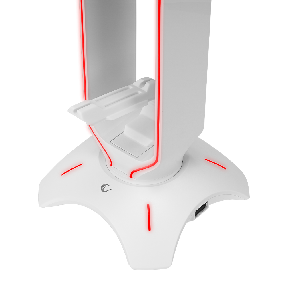 RM-H66 GUARD Beyaz RGB Işıklı 2*Usb Port Kulaklık İçin Stand - Rampage