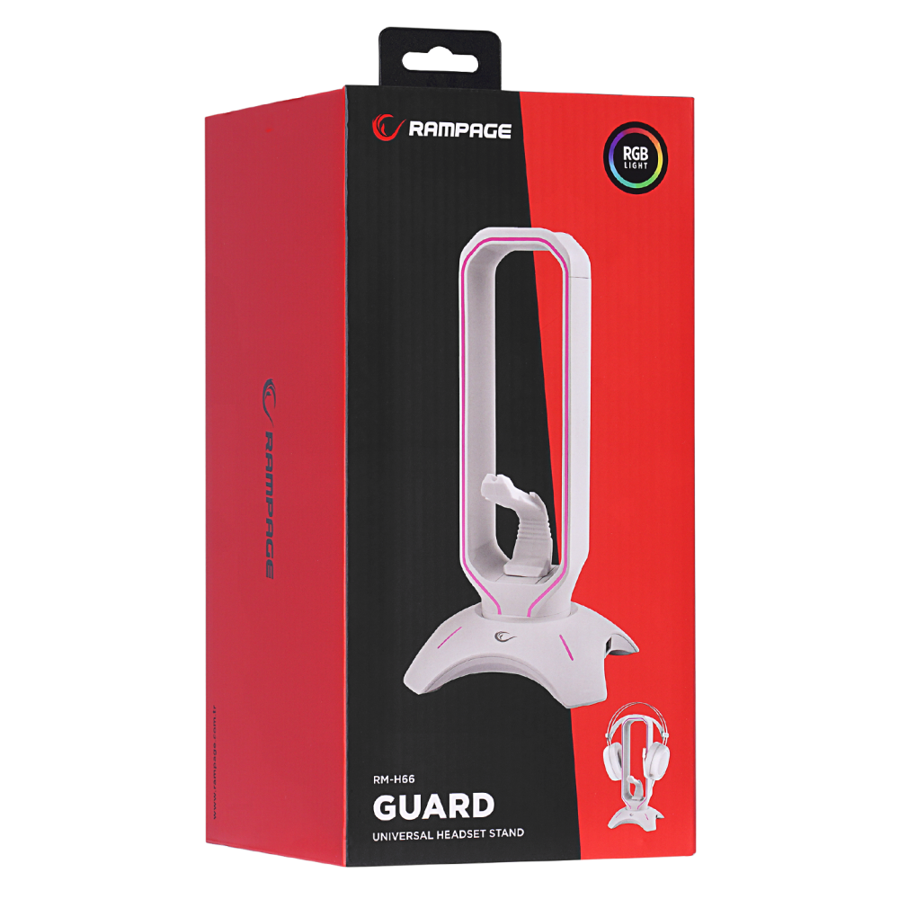 RM-H66 GUARD Beyaz RGB Işıklı 2*Usb Port Kulaklık İçin Stand - Rampage