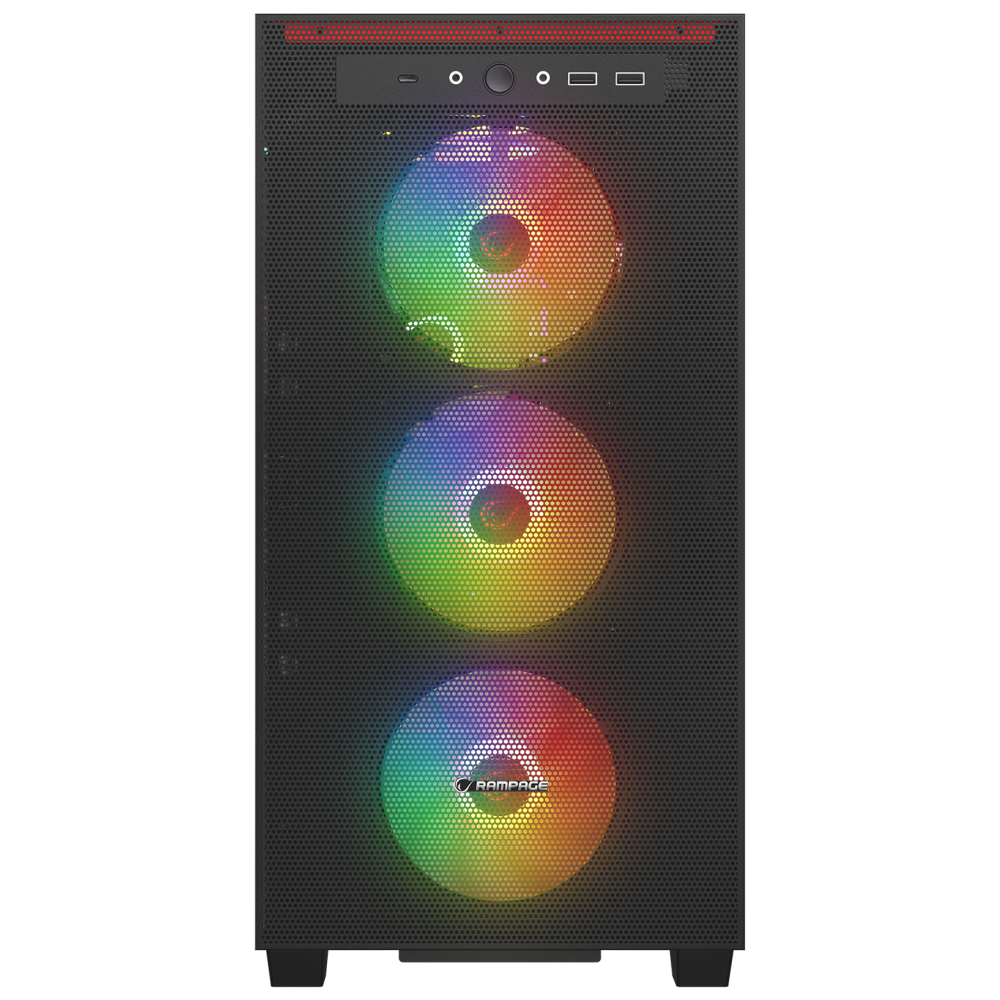 BLAZE Mesh Temperli Camlı Siyah 4* 12cm ARGB Fan M-ATX Mid-T Gaming Oyuncu Kasası - Rampage