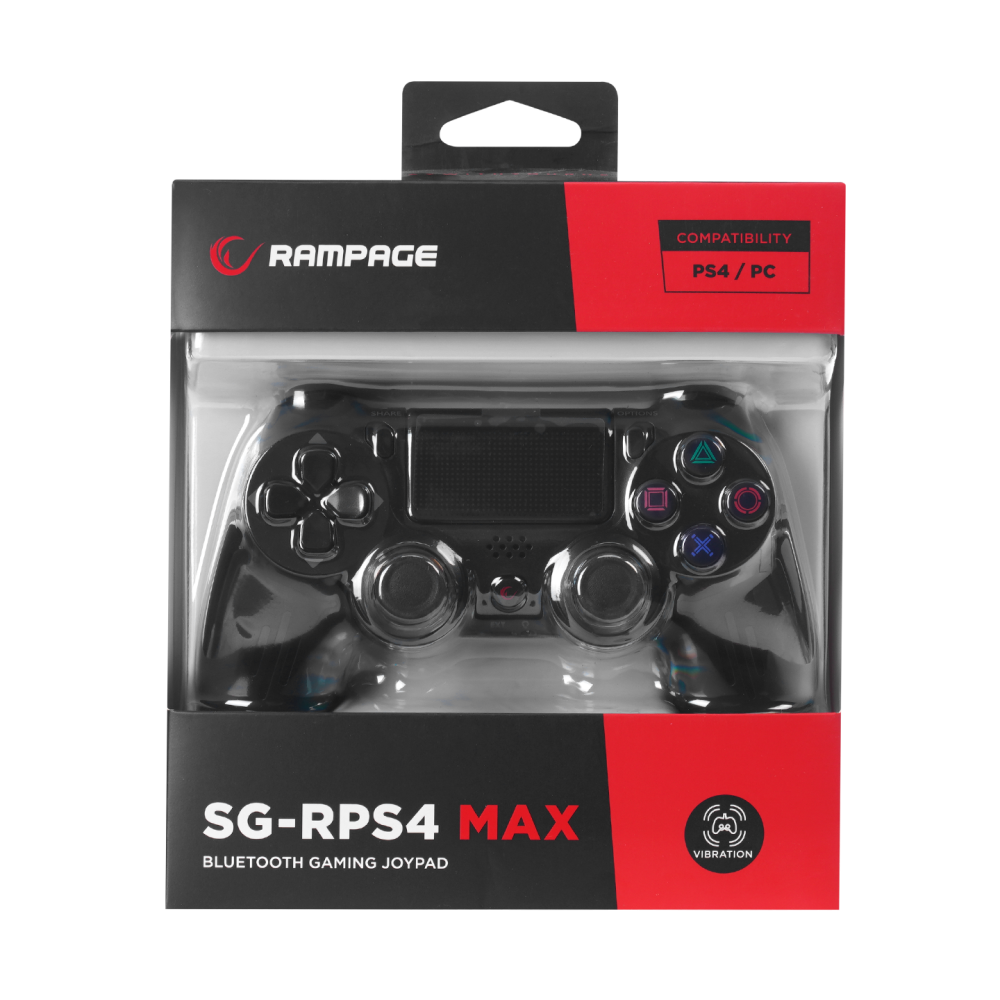 Snopy SG-RPS4 MAX Siyah Bluetooth Çift Titreşimli 800mAh 1.8m PS4 Gamepad Oyun Kolu - Rampage
