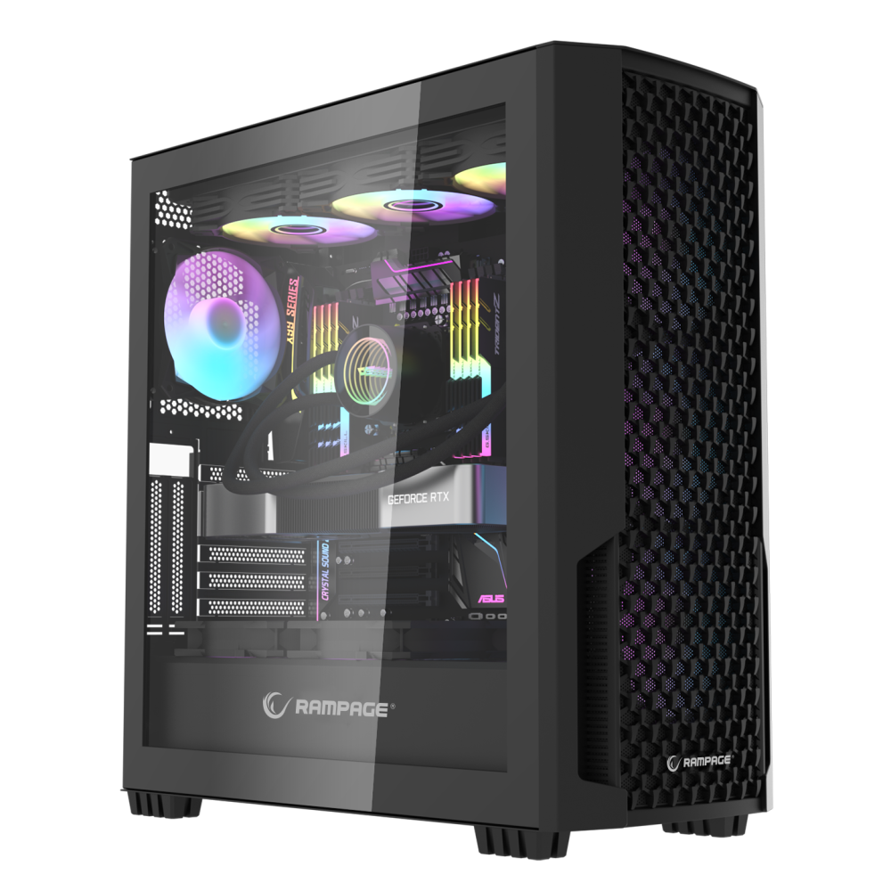 SHELOB Mesh+Temperli Cam 4*ARGB Infinity Fan+Hub E-ATX Mid-T Gaming Oyuncu Kasası