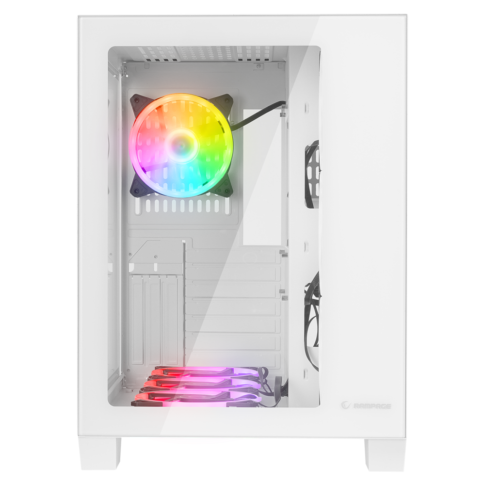 ICEWAVE Beyaz Temperli Camlı 4*12cm ARGB Fan+Kontrolcü Transparan E-ATX Mid-T Gaming Oyuncu Kasası - Rampage
