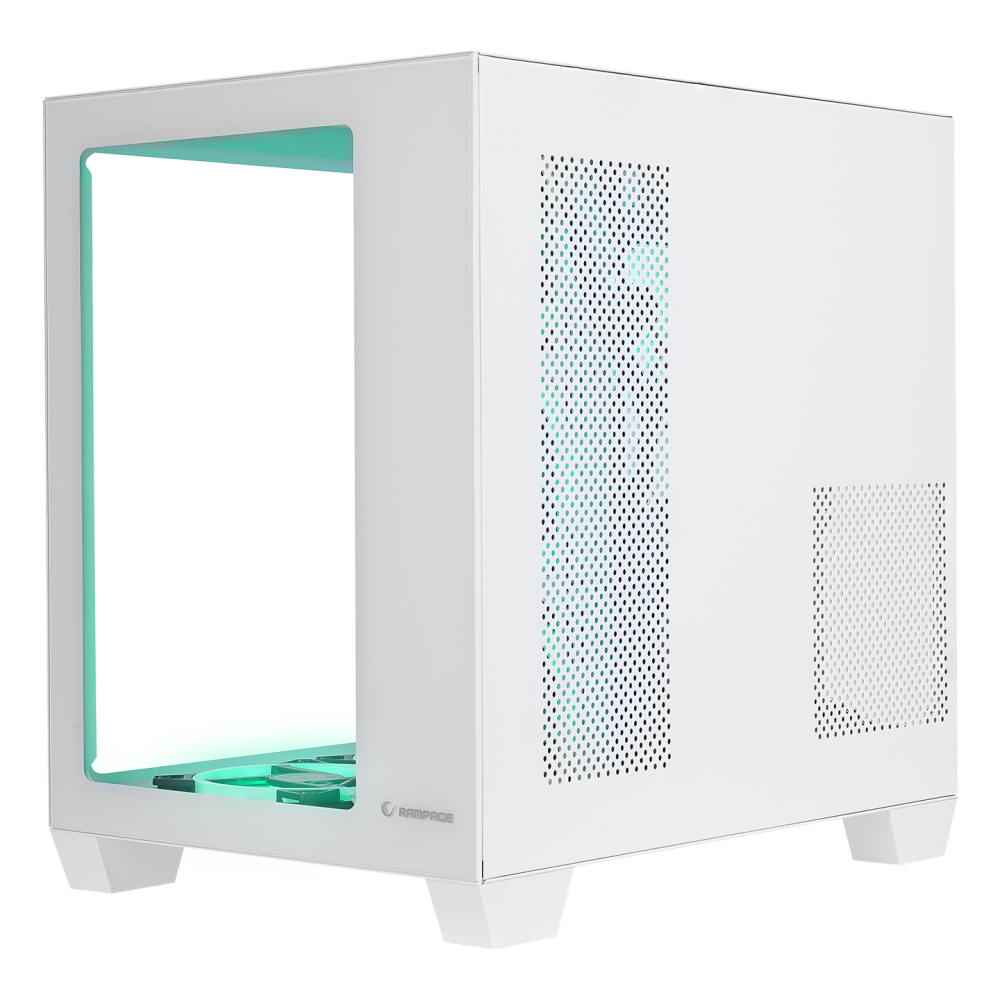 ICEWAVE Beyaz Temperli Camlı 4*12cm ARGB Fan+Kontrolcü Transparan E-ATX Mid-T Gaming Oyuncu Kasası - Rampage