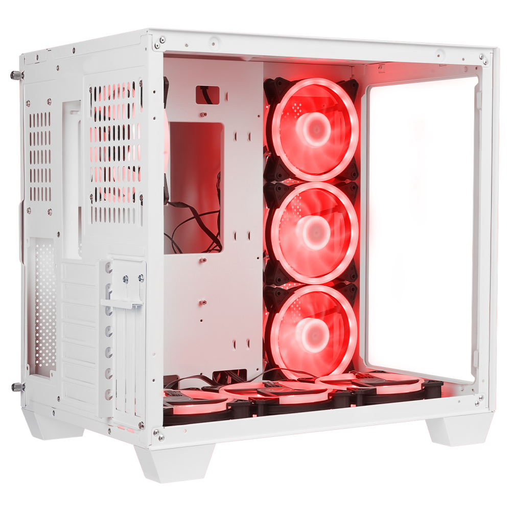 ICEWAVE Beyaz Temperli Camlı 4*12cm ARGB Fan+Kontrolcü Transparan E-ATX Mid-T Gaming Oyuncu Kasası - Rampage