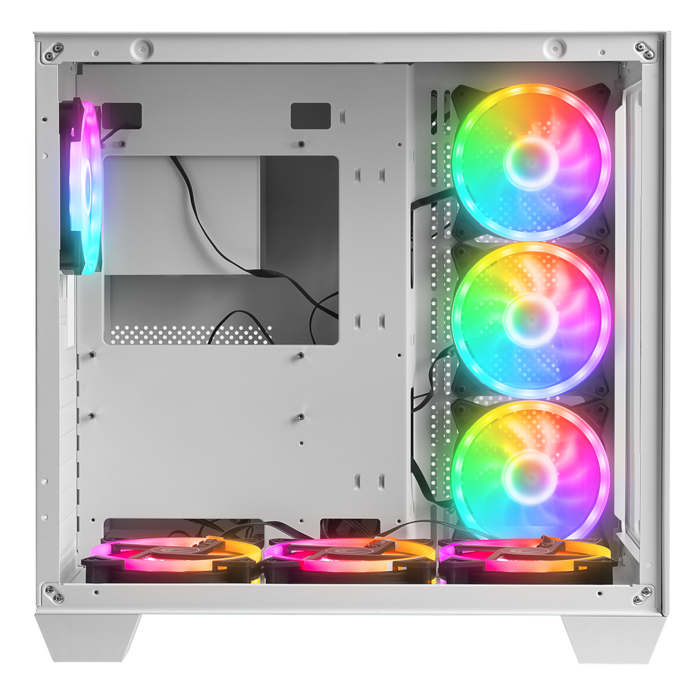ICEWAVE Beyaz Temperli Camlı 4*12cm ARGB Fan+Kontrolcü Transparan E-ATX Mid-T Gaming Oyuncu Kasası - Rampage