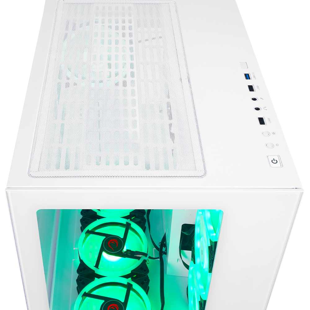 ICEWAVE Beyaz Temperli Camlı 4*12cm ARGB Fan+Kontrolcü Transparan E-ATX Mid-T Gaming Oyuncu Kasası - Rampage