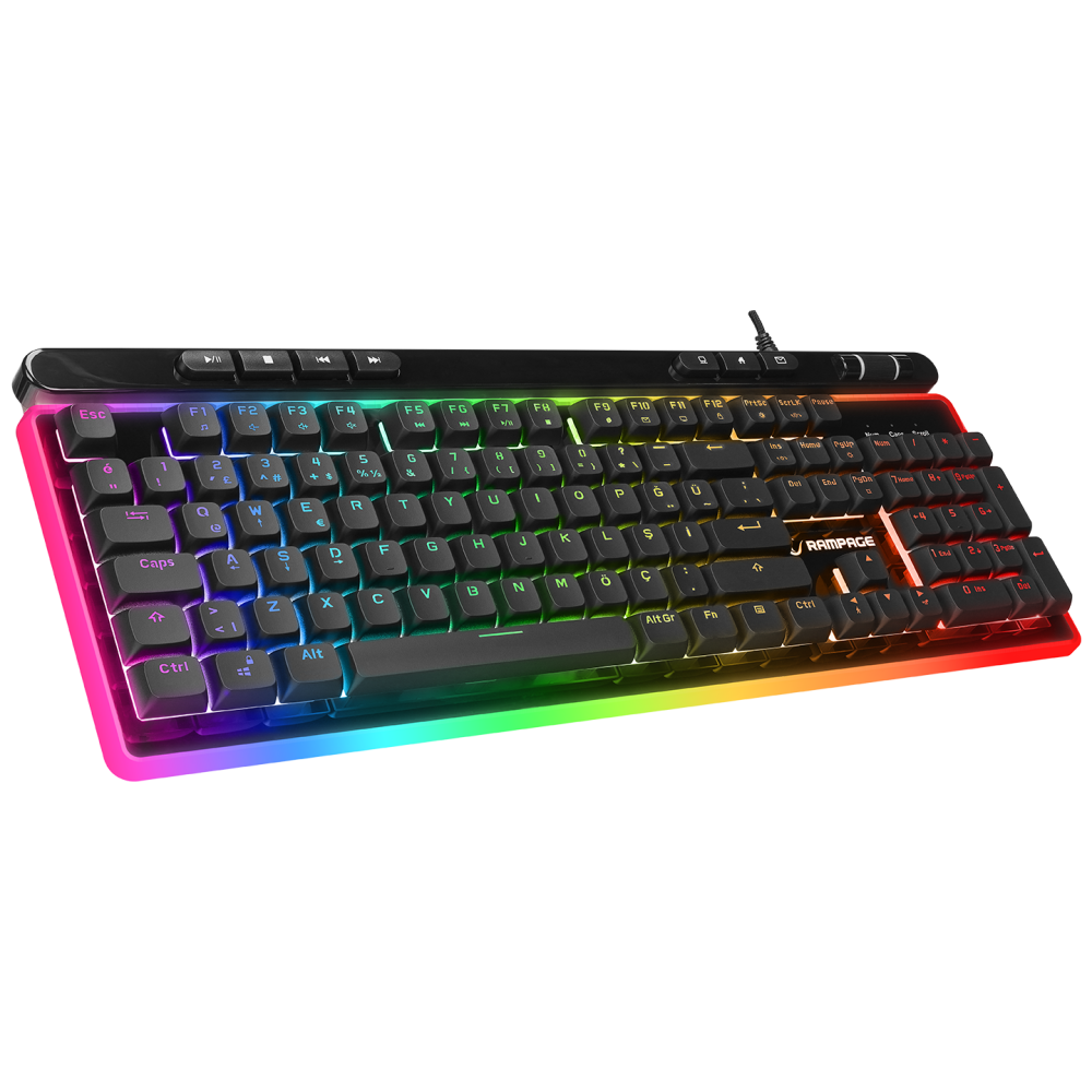SHINE K14 Siyah USB RGB Backlight Membrane Gaming Oyuncu Klavye - Rampage