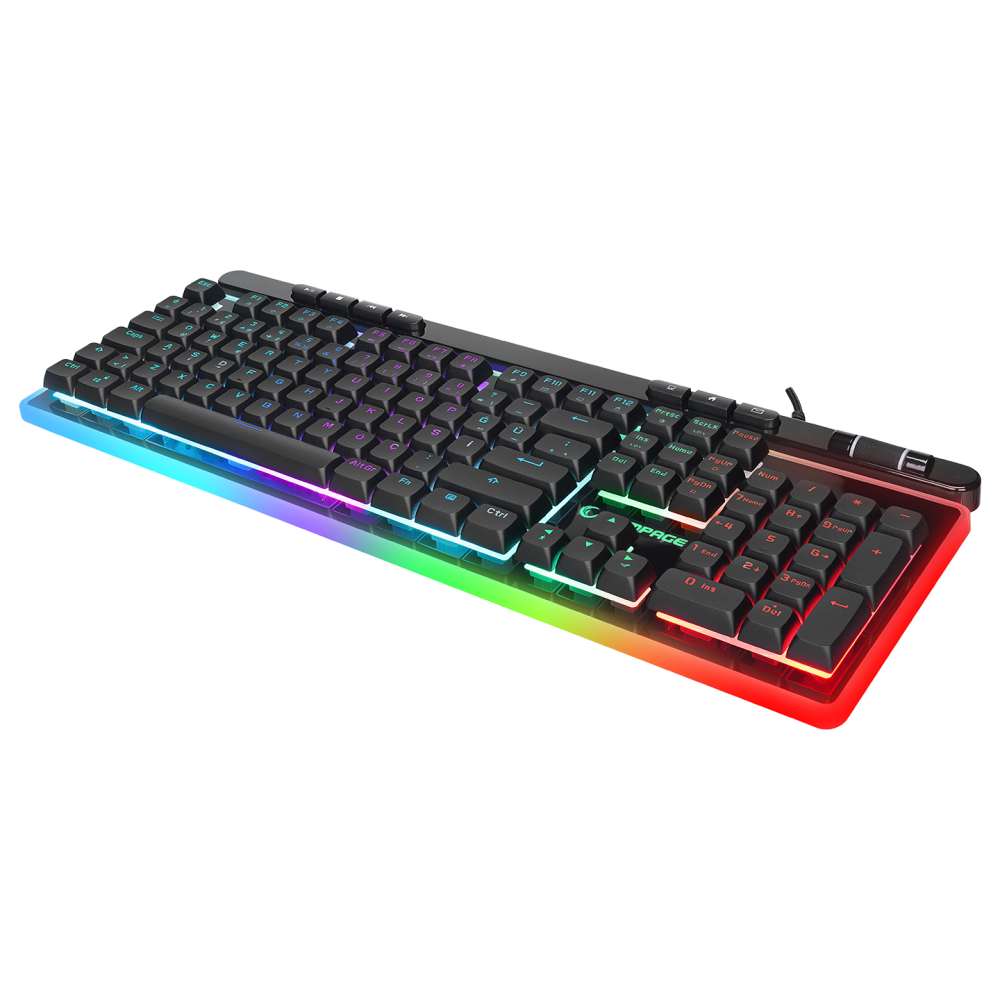 SHINE K14 Siyah USB RGB Backlight Membrane Gaming Oyuncu Klavye - Rampage