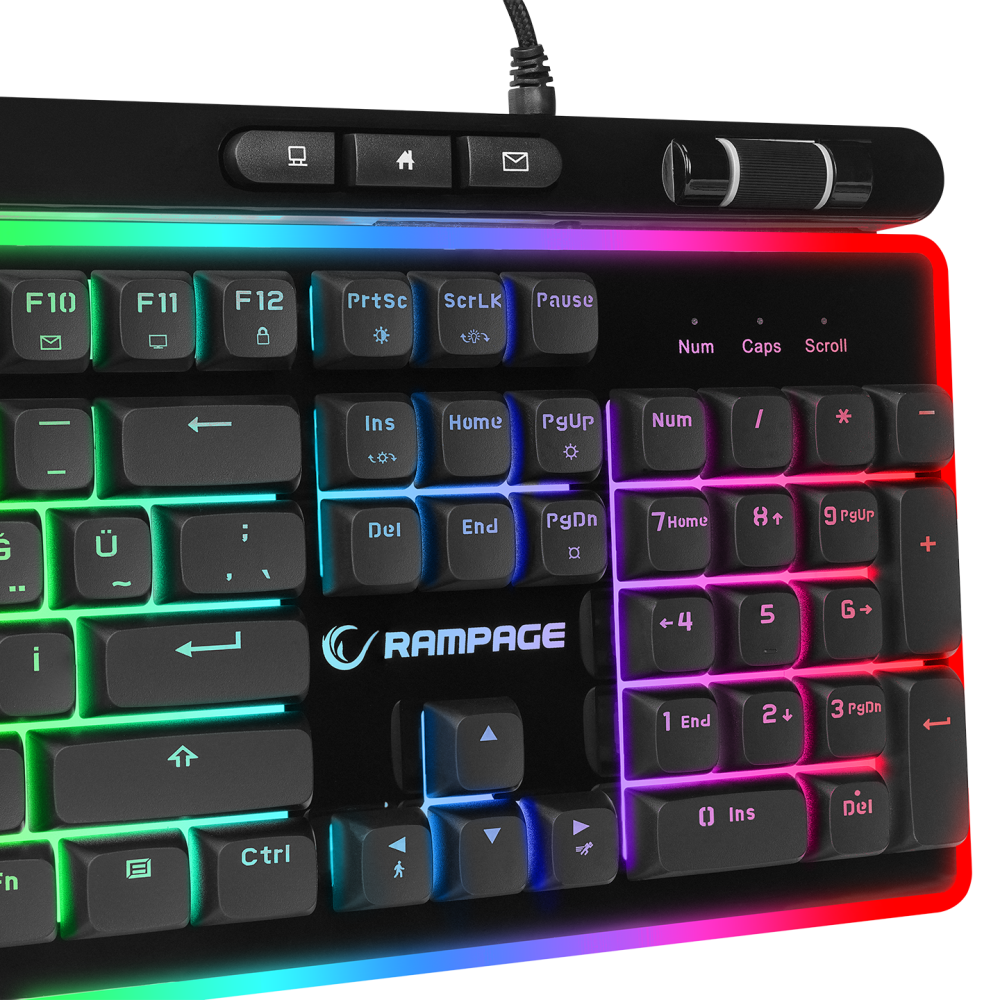 SHINE K14 Siyah USB RGB Backlight Membrane Gaming Oyuncu Klavye - Rampage