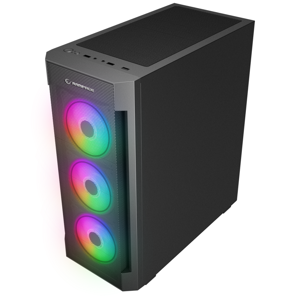 VIGILANT Mesh 650W 80+ BRONZE Siyah Temperli Camlı 4x12cm RGB Fan ATX Mid-T Gaming Oyuncu Kasası - Rampage