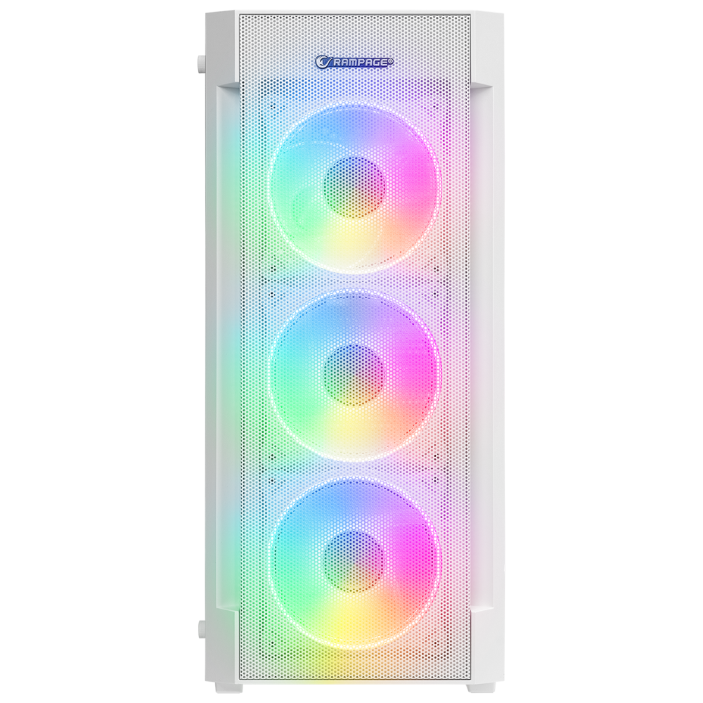 VIGILANT Mesh 650W 80+ BRONZE Beyaz Temperli Camlı 4x12cm RGB Fan ATX Mid-T Gaming Oyuncu Kasası - Rampage